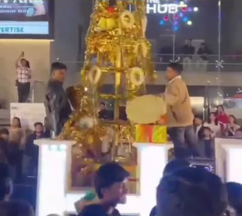 हिंदू संगठनों का विरोध, क्रिसमस ट्री में तोड़फोड़ का VIDEO वायरल