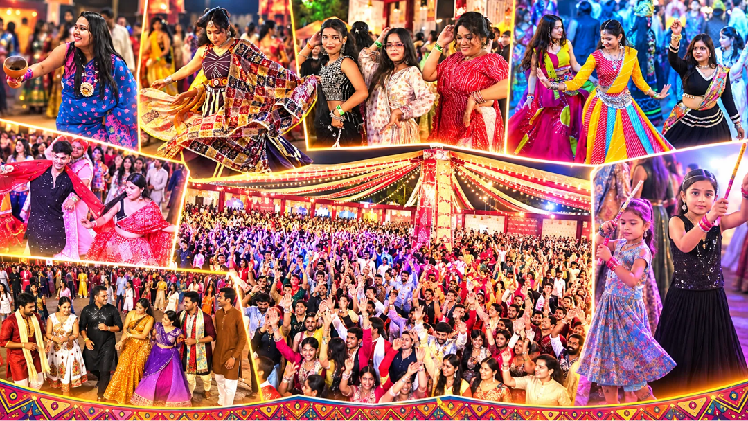 सतरंगी परिधानों में थिरके कदम, देर रात तक गूंजती रही तालियों और डांडिया की खनक
