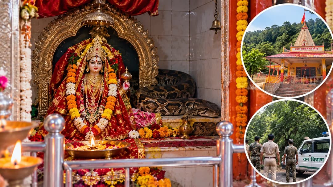 बालाघाट में माता अन्नपूर्णा मंदिर में दिखा विशाल अजगर