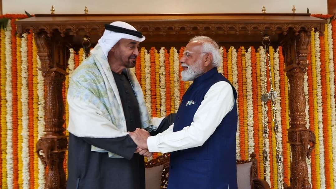 यह इमेज 19 जनवरी 2026 की है, जब UAE के राष्ट्रपति शेख मोहम्मद बिन जायद अल नाह्यान भारत के तीन घंटे के दौरे पर आए थे। -फाइल