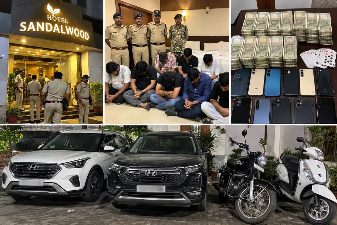 भोपाल के होटल में जुए के फड़ का भंडाफोड़