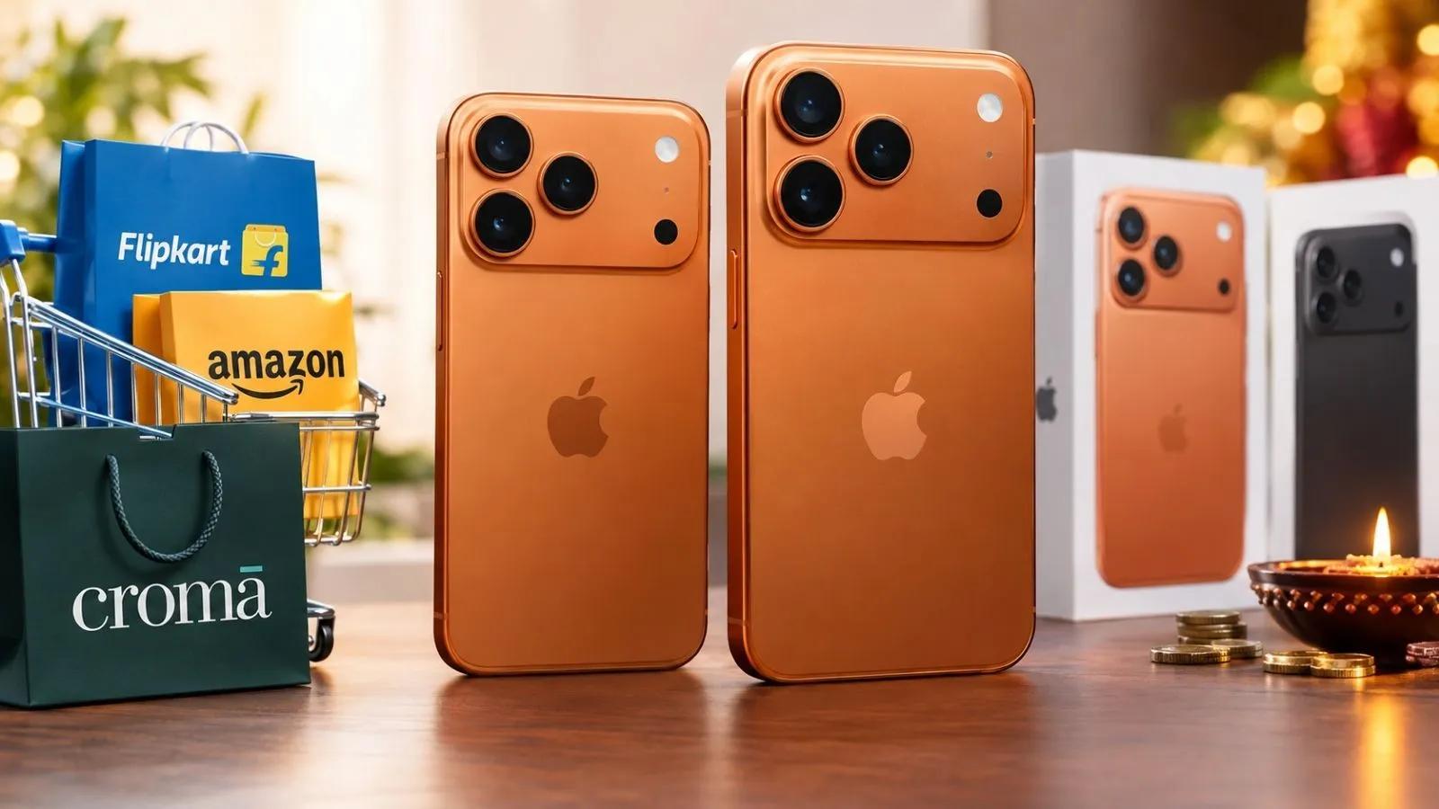 Amazon, Flipkart और Croma पर  iPhone 17 के लिए बैंक ऑफर, कैशबैक और एक्सचेंज बोनस दिए जा रहे हैं। (AI जेनरेटेड इमेज)