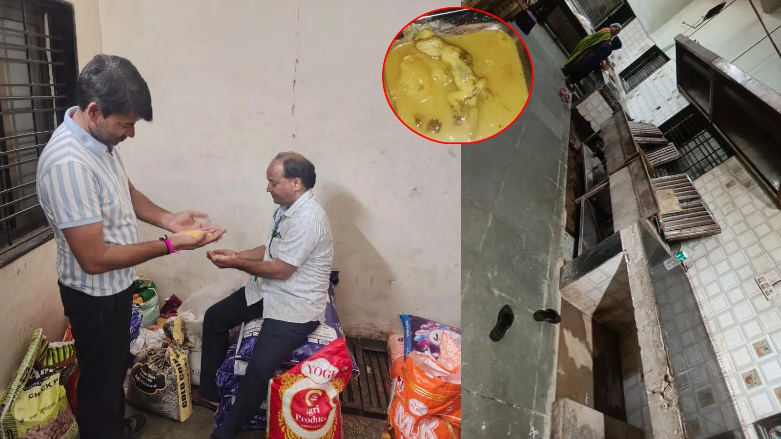 भोपाल गर्ल्स हॉस्टल में खाने में इल्ली मिलने की शिकायत पर खाद्य सुरक्षा विभाग ने लिए सैंपल।